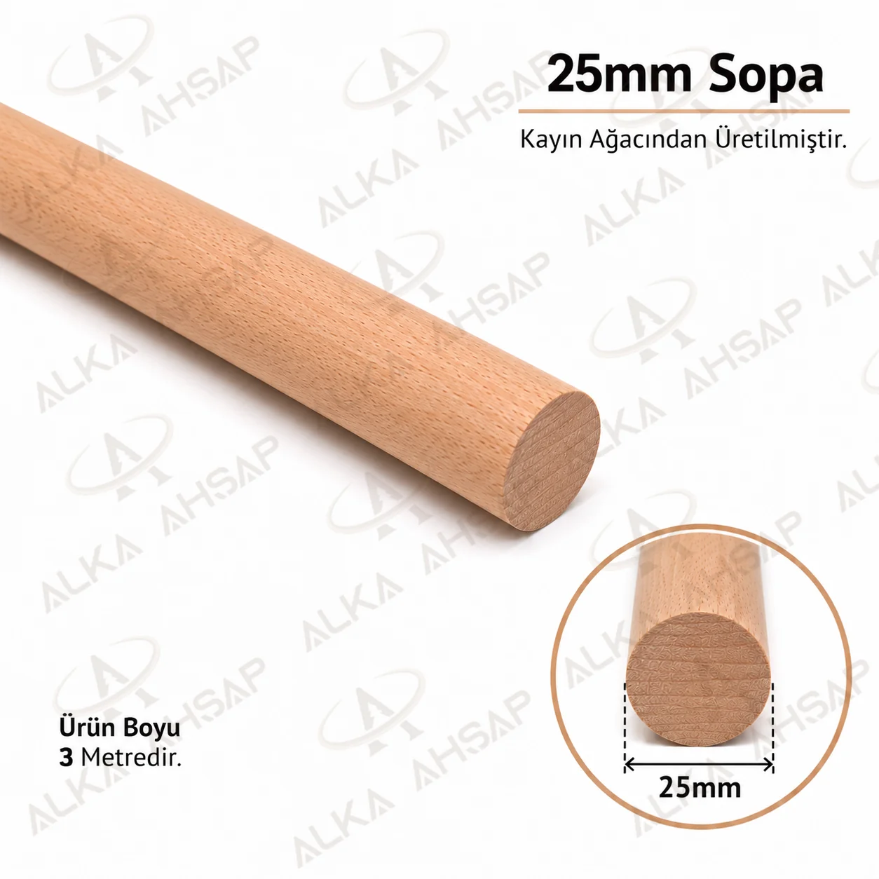 Ahşap Çubuk 25 mm | Yuvarlak Çıta | Ahşap Sopa