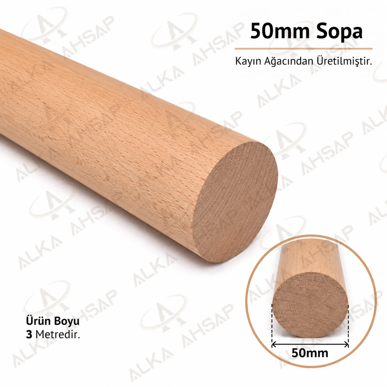 Ahşap Çubuk 50 mm | Yuvarlak Çıta | Ahşap Sopa
