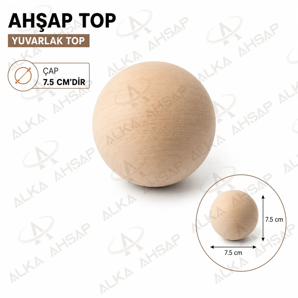 Ahşap Top 75 mm | Yuvarlak Top