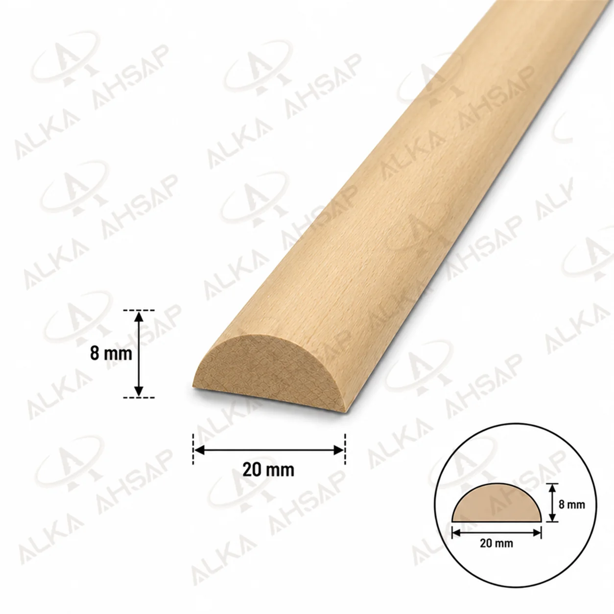 Balıksırtı Ahşap Çıta 20 mm | Yarım Yuvarlak Çıta