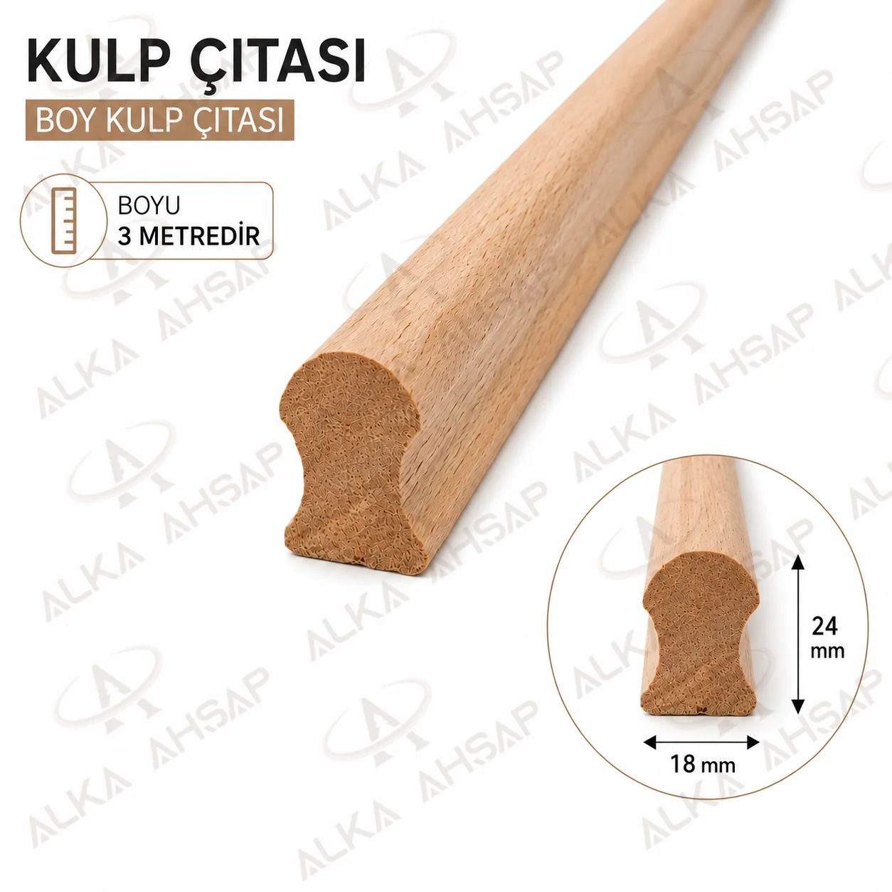 Ahşap Uzun Kulp 3 Metre | Mobilya Boy Kulp Çıtası