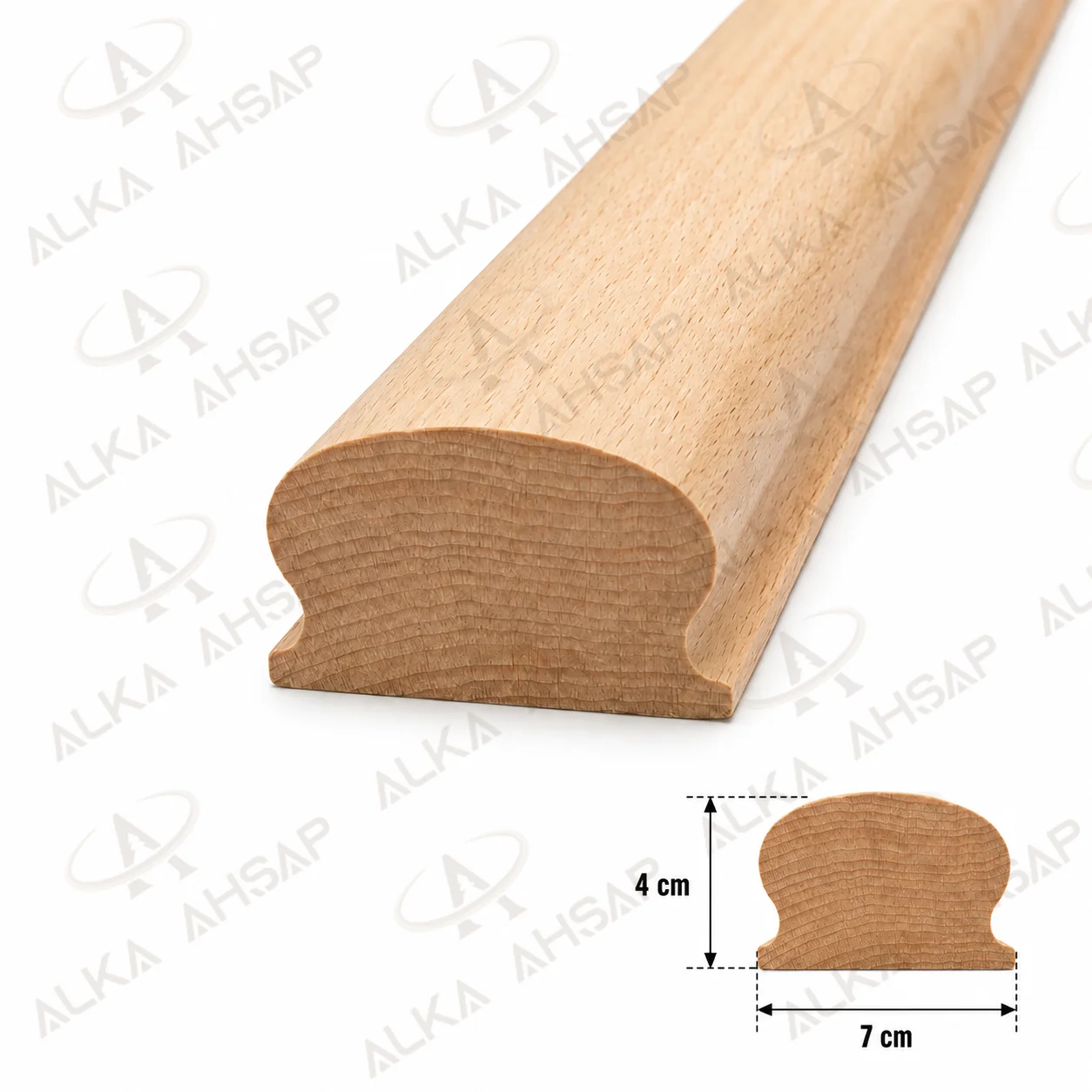 Ahşap Oval Küpeşte 7x4 cm | Merdiven ve Korkuluk Küpeştesi