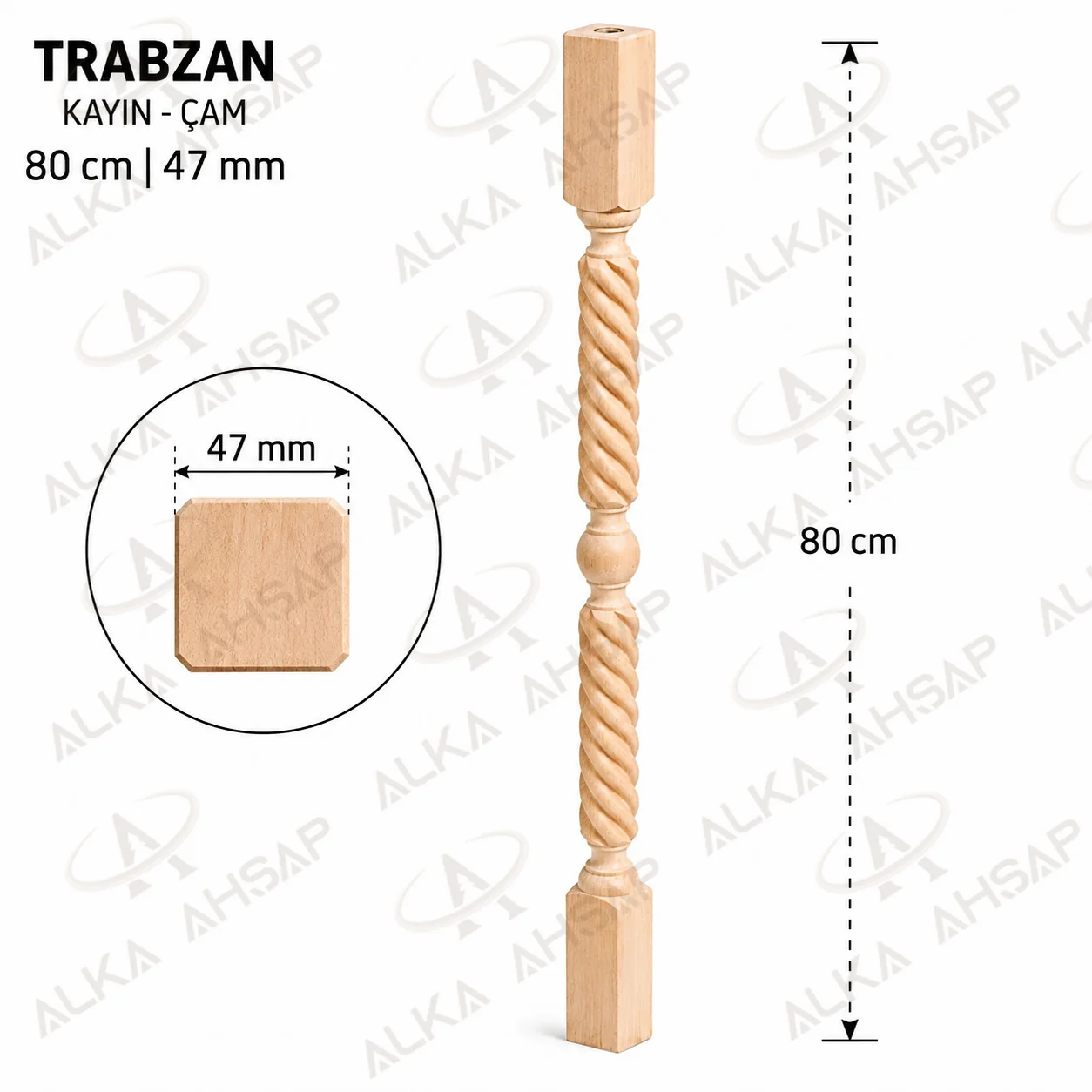 Ahşap Trabzan 80 cm | Merdiven Trabzanı – Model 5