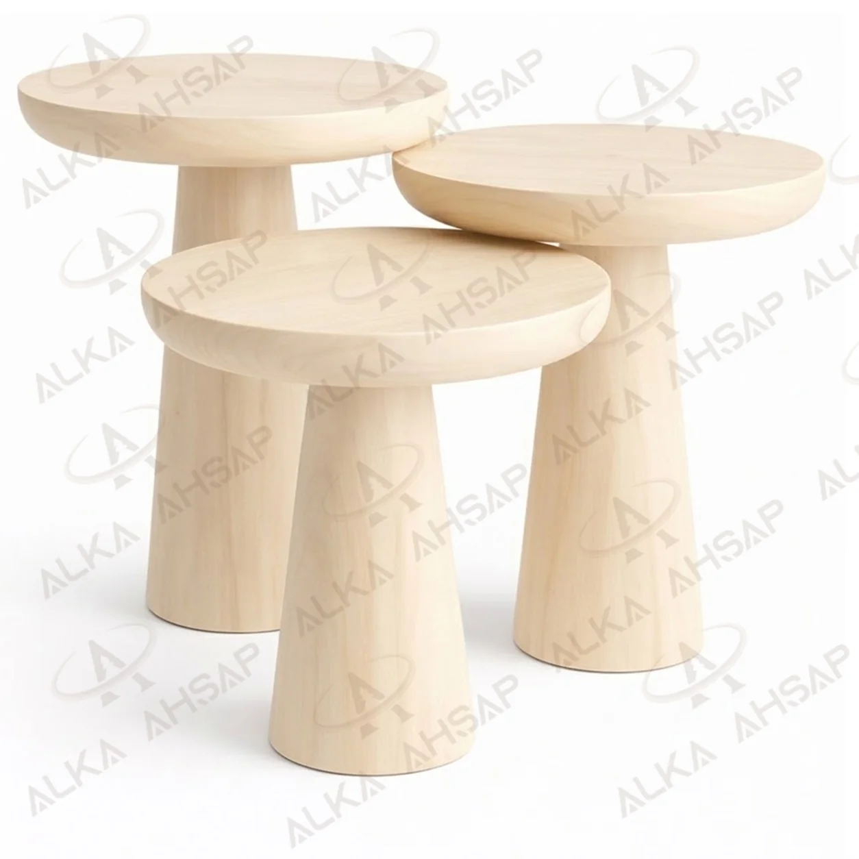 Mantar Sehpa 3lü Set 39 Çap Tabla - 40-45-50 Boy